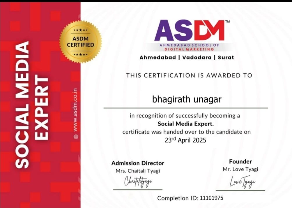 Social Media Expert Certificate from ASDM